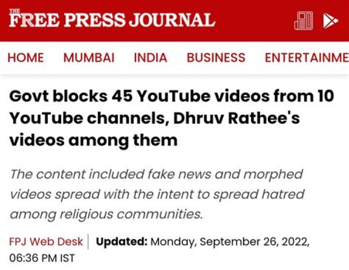 
Govt blocks 45 videos from 10 YouTube channels: Officials 