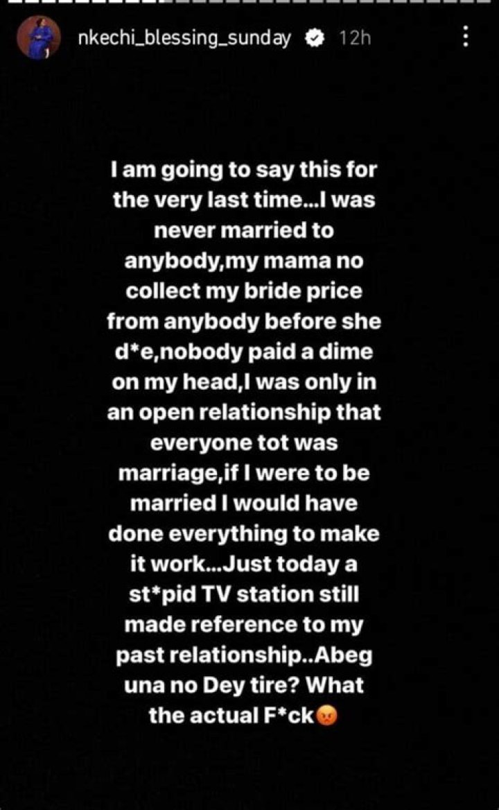 
“My mother didn’t collect bride price from anyone” Nkechi Blessing blows hot after been linked to her ex 